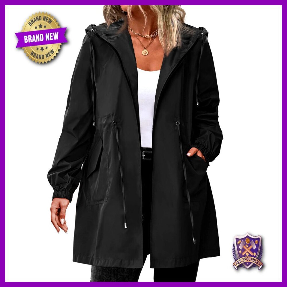 Lightweight Waterproof Raincoat Long Hooded Windbreaker Plus Size Outdoor Jacket